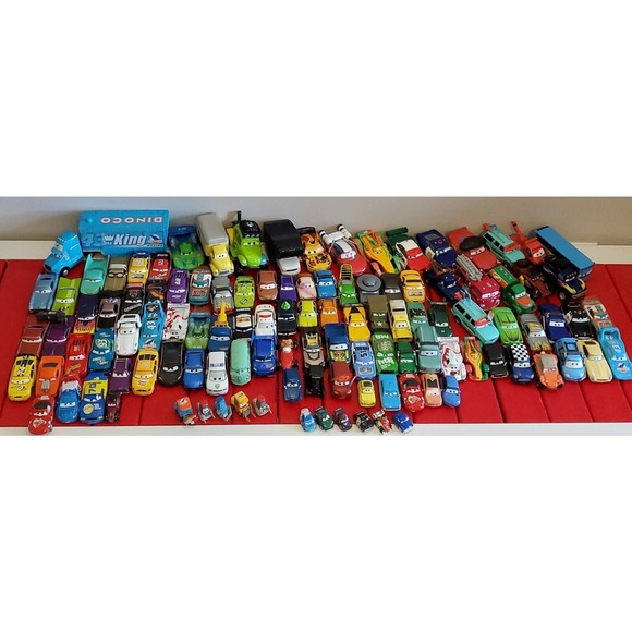 RARE Huge LOT of Over 100 Disney Cars Diecast Truck Elvis RV Forklifts Minis !!!